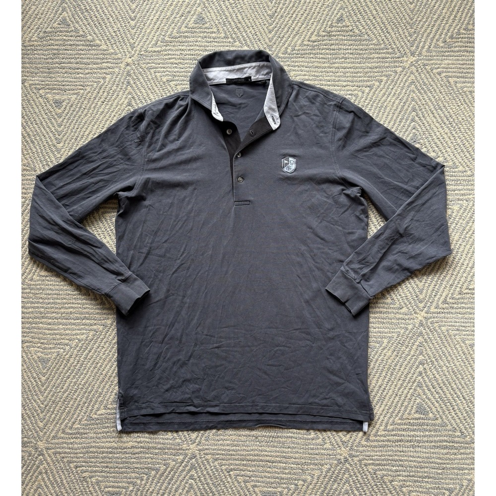 Greyson Long Sleeve Logo Polo Shirt - Gray/Blue -‎ Medium